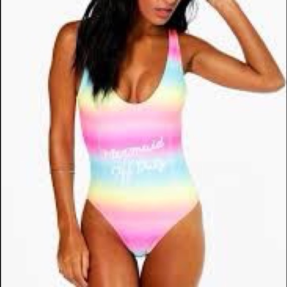 🏖MERMAID SWIMSUIT ONCE PIECE PASTEL NEON RAINBOW COLORS 💕🏖 - Picture 2 of 5